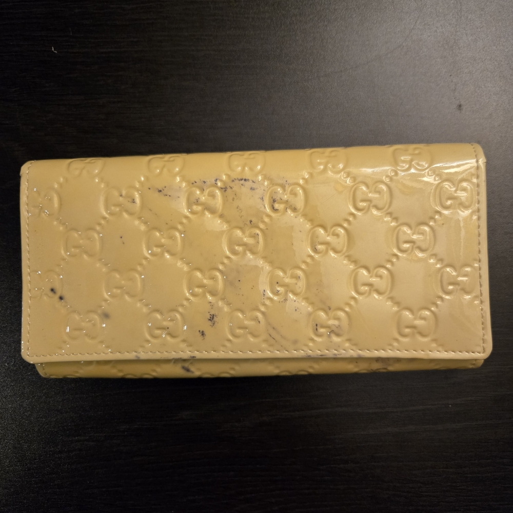 Yellow Guccissima Patent Leather Continental Wallet
